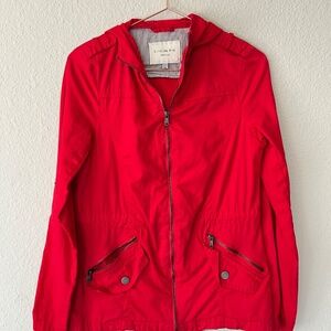 Vibrant Red Lightweight Hooded Utility Jacket